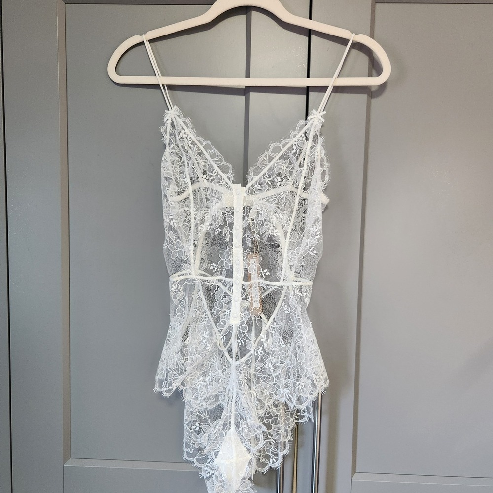 New $159 Skims Ultra Fine Lace White Teddy Wedding Coquette Bridal S Lingerie
